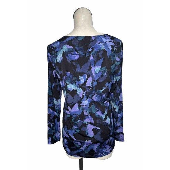 ✅SOLD SUSAN GRAVER Blue Purple Floral Top Liquid Knit Blouse QVC Size Small - Picture 8 of 12